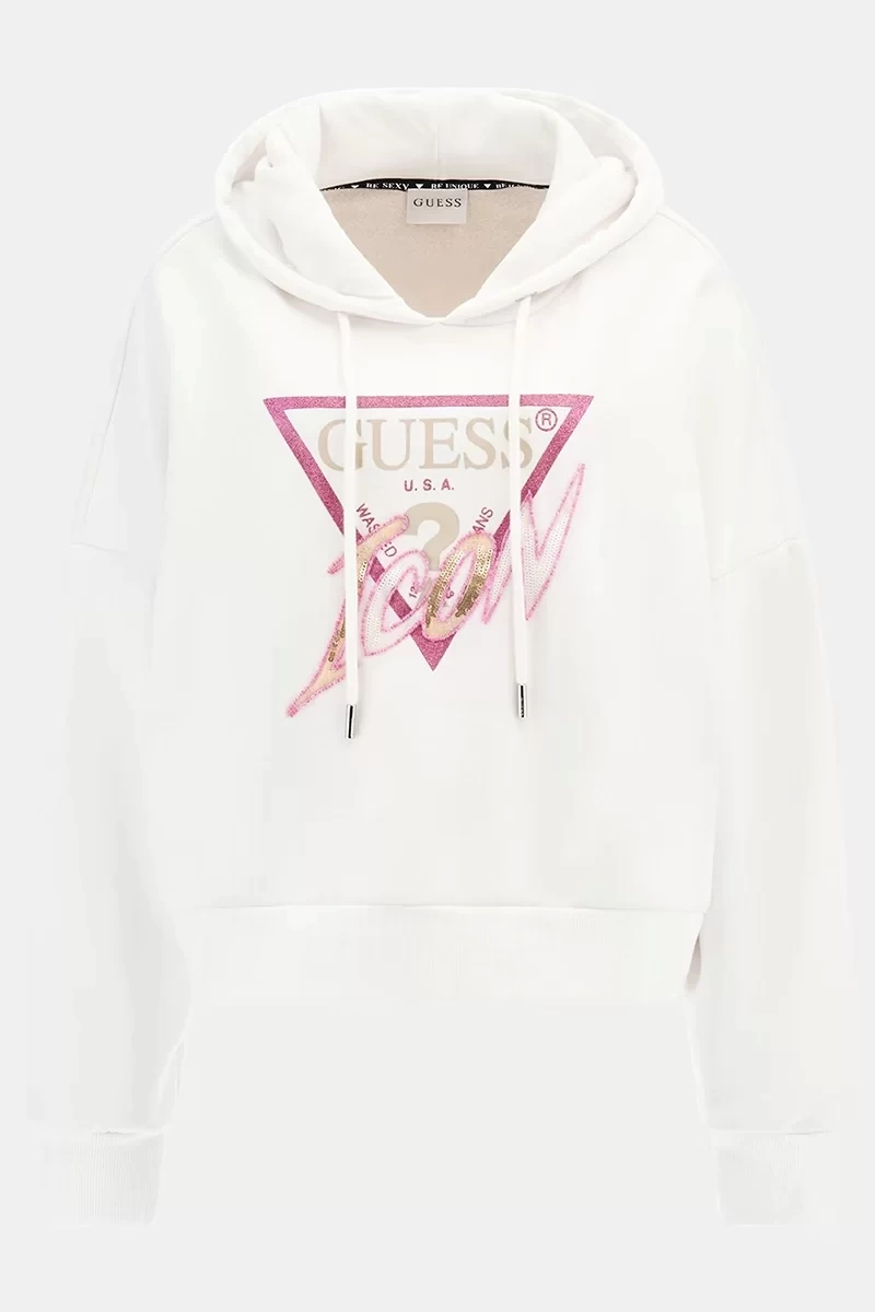 Guess Kapüşon Yaka Beyaz Kadın Sweatshirt