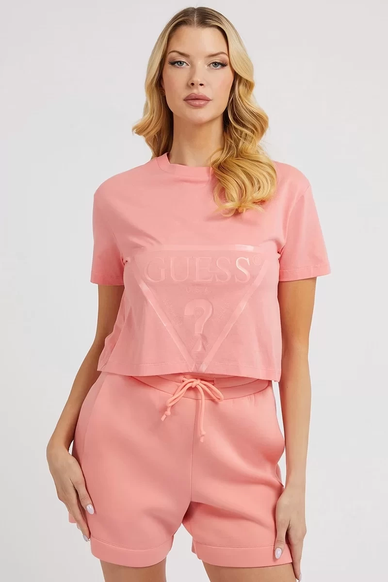 Guess Önde Logolu T-Shırt Pembe