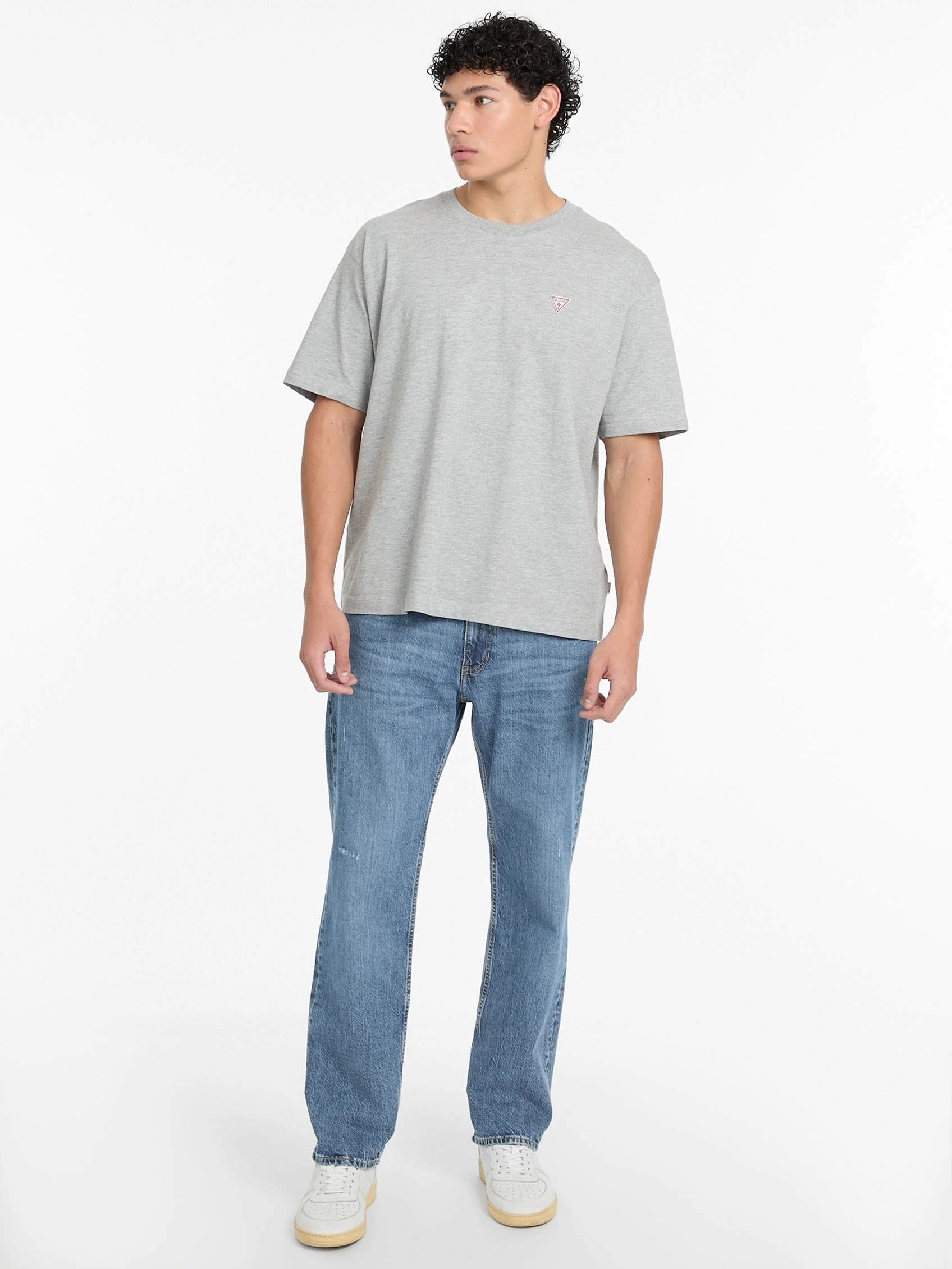 Guess Oversize Bej Erkek Tişört