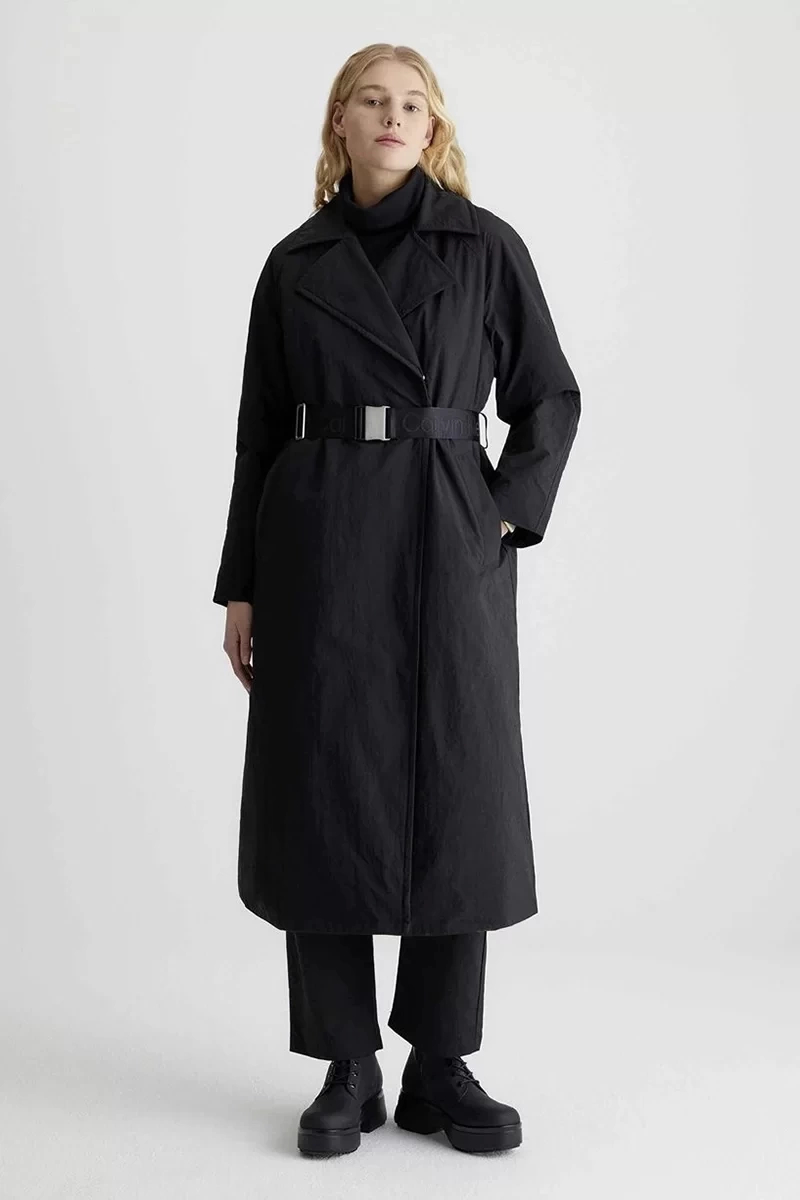 Calvin Klein Kadın  Uzun Kollu Vatkalı Siyah Ceket