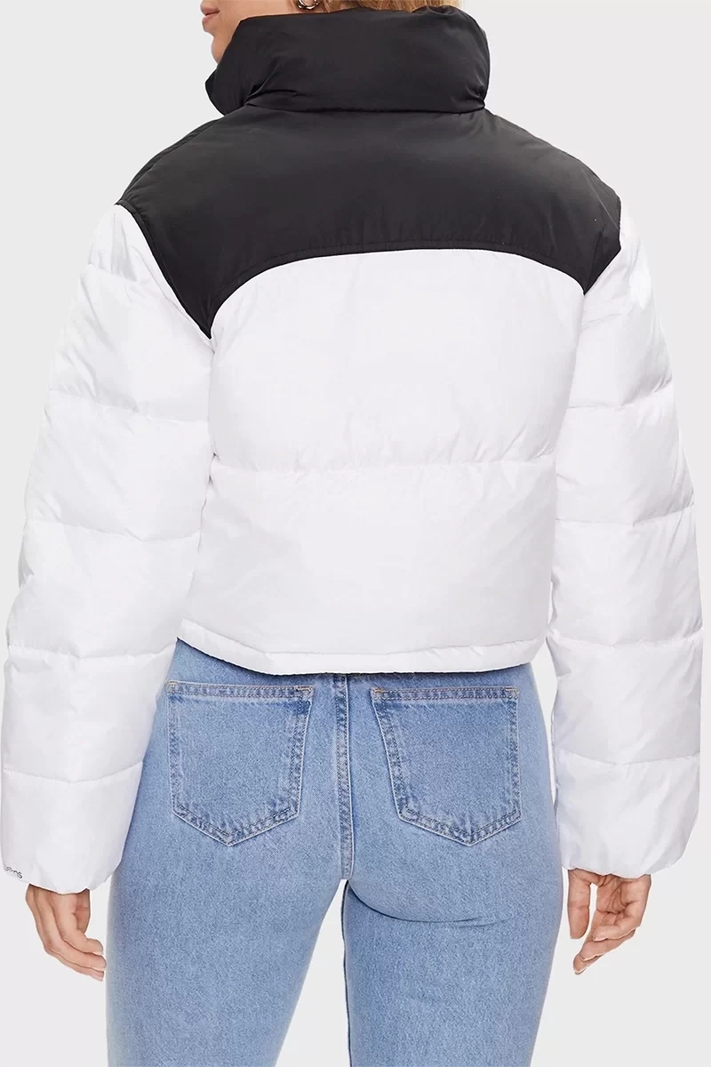 Calvin Klein Blocked Cropped Puffer Beyaz Kadın Mont