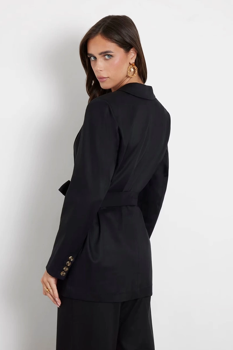 Guess Kadın Siyah Kemerli Blazer Ceket
