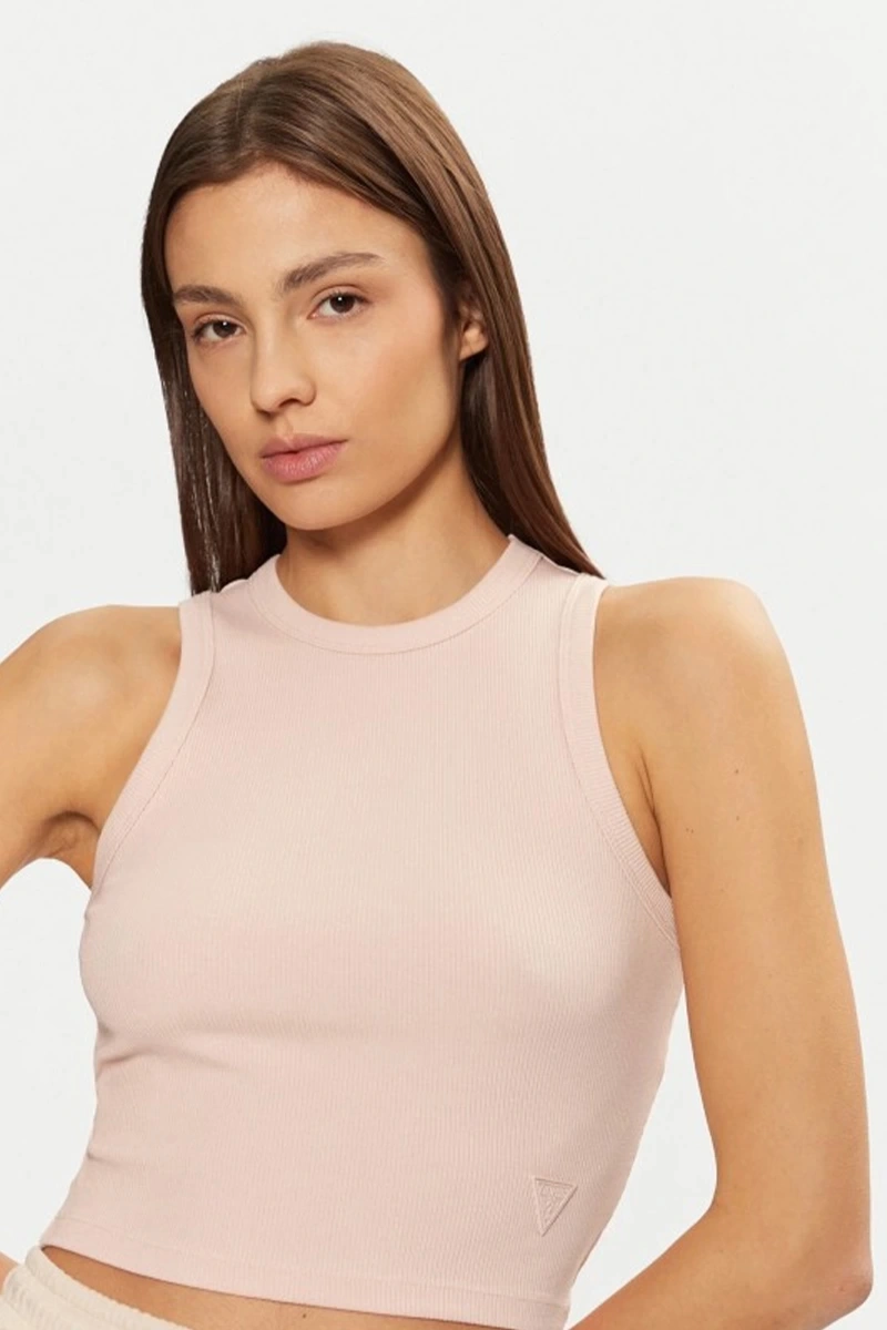 Guess Kadın Kolsuz Pembe Crop Bluz