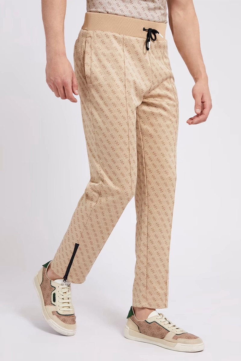 Guess Erkek Tamamı 4G Logolu Bej Jogger Pantolon