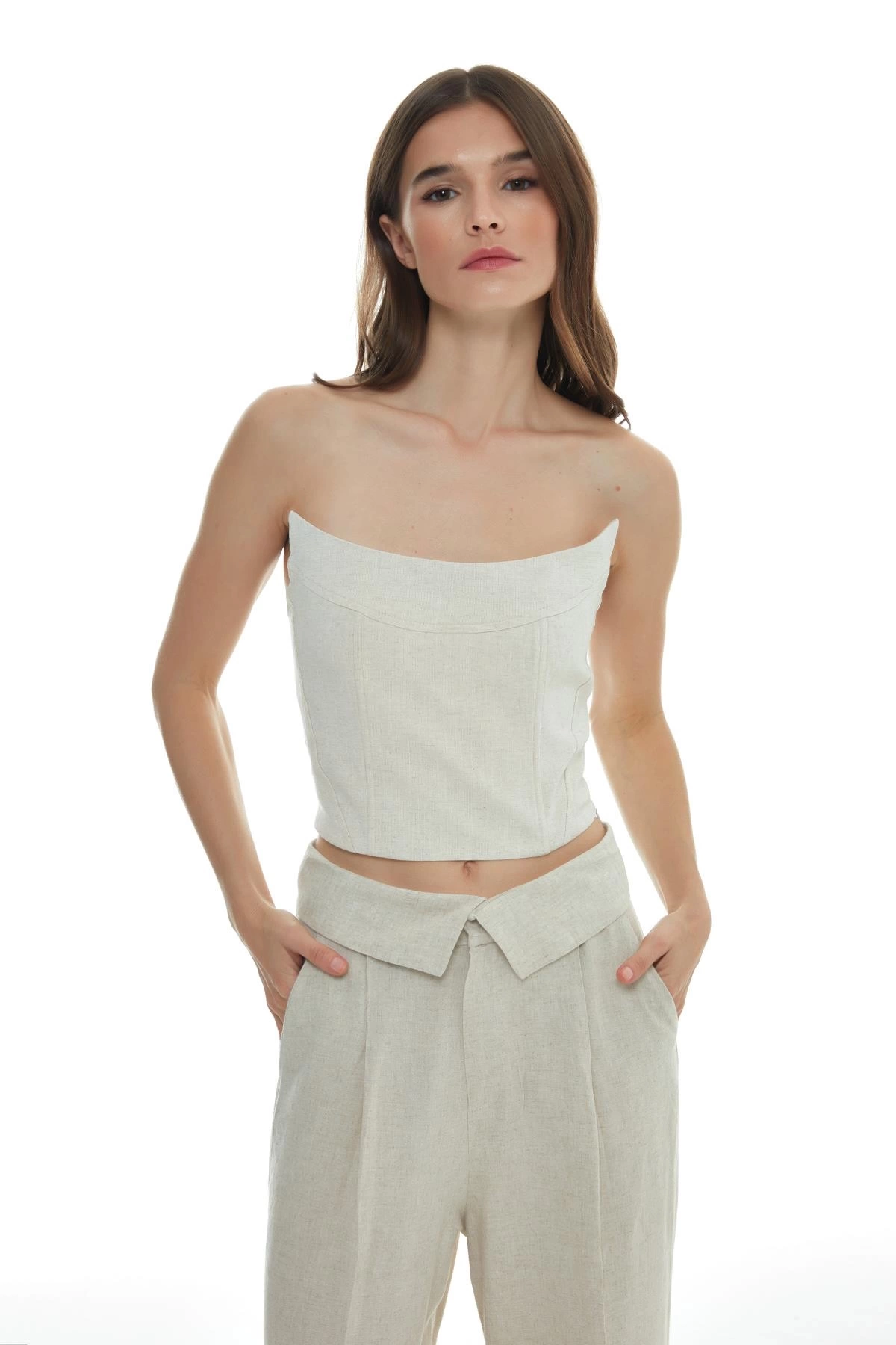 Korse Keten Top Bluz