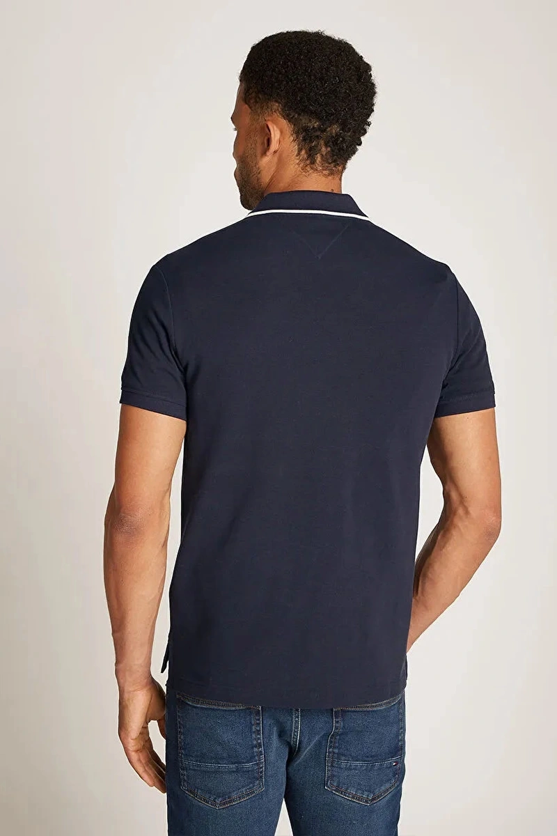Tommy Hilfiger Nakışlı Logo Polo Yaka Lacivert T-shirt