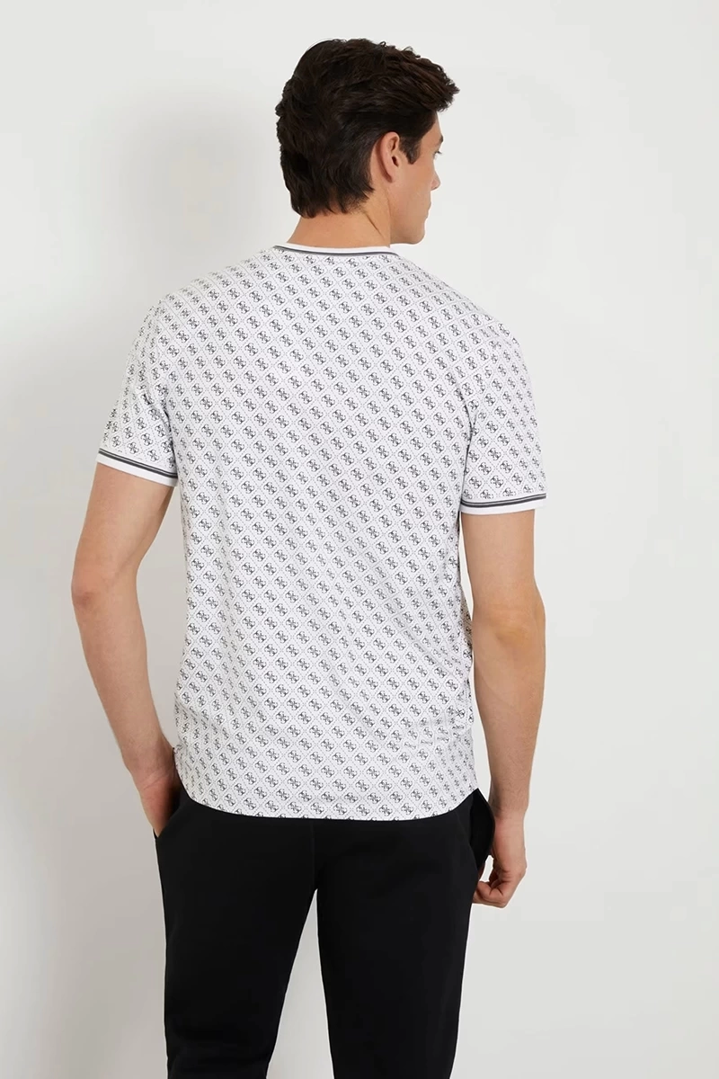 Guess Erkek Tamamı 4G Logolu Beyaz T-Shirt