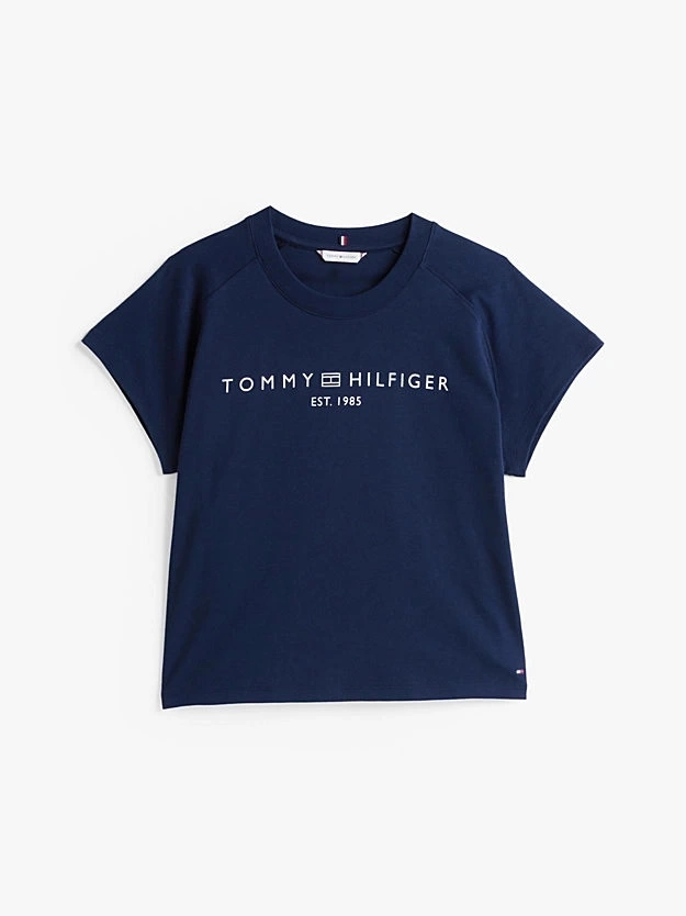 Tommy Hilfiger  Kadın  Mavi  Logolu T-Shirt
