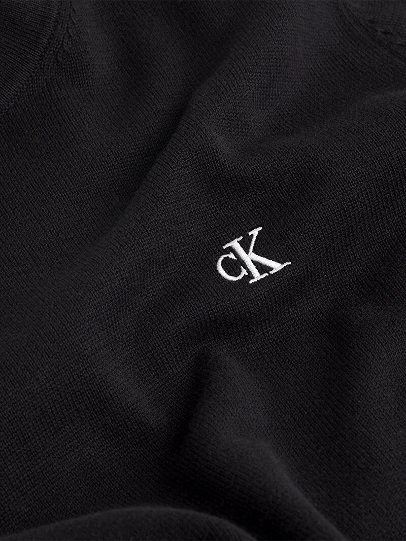 Calvin Klein Erkek Modern Bisiklet Yaka Siyah Kazak