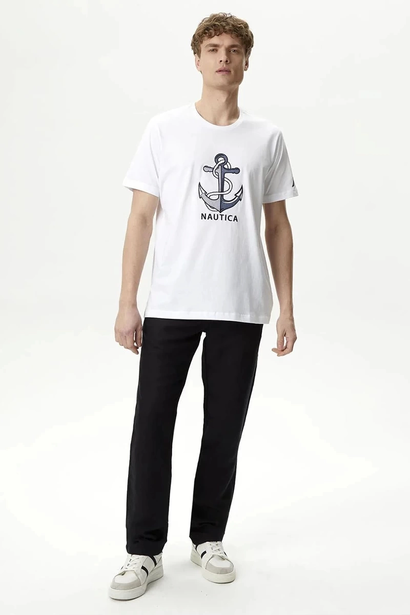 Nautıca  Erkek  Beyaz Standart  Fıt Kısa Kollu  T-Shirt
