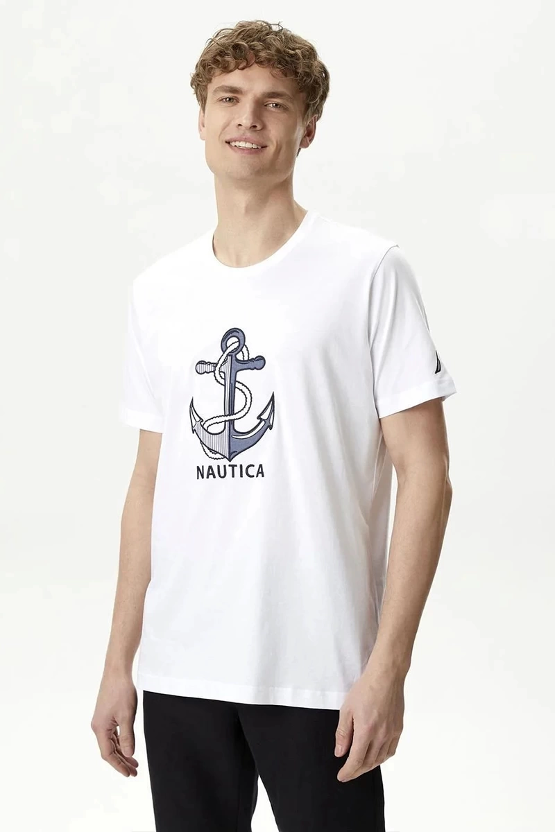 Nautıca  Erkek  Beyaz Standart  Fıt Kısa Kollu  T-Shirt