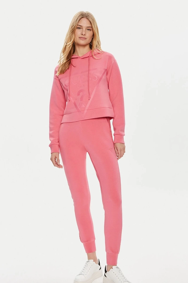 Guess Kadın Pembe Üçgen Logolu Sweatshirt
