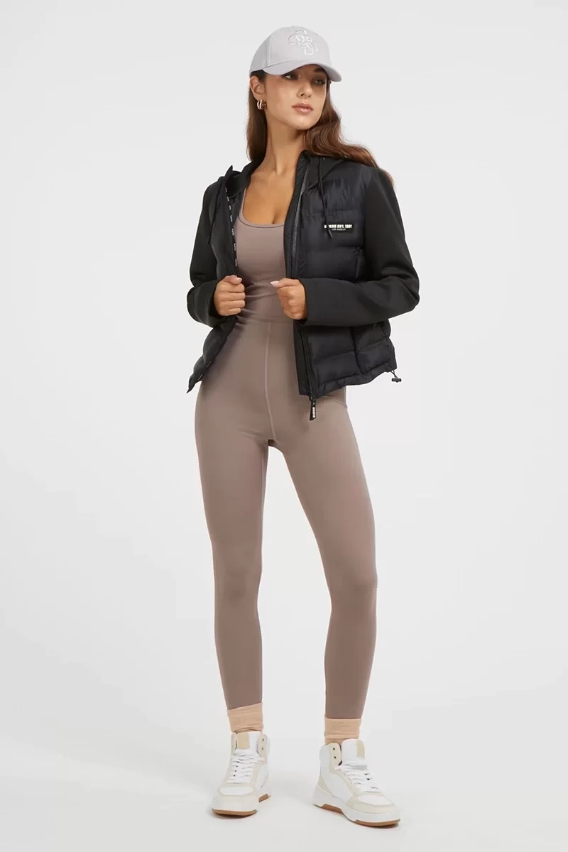 Guess Yanda Logo Peçli Şişme Mont