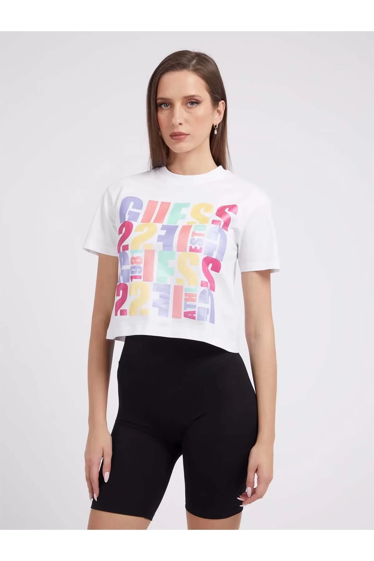 Önü Logolu Crop T-shirt