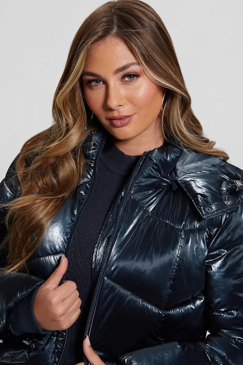 Guess Paloma Kapüşonu Şişme Mont Siyah