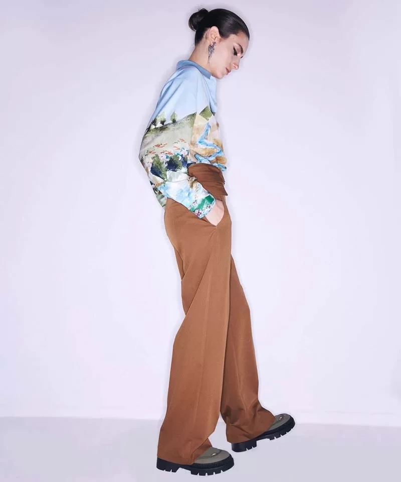 Twist Kuşaklı WIıde Leg Fit Pantolon Kadın