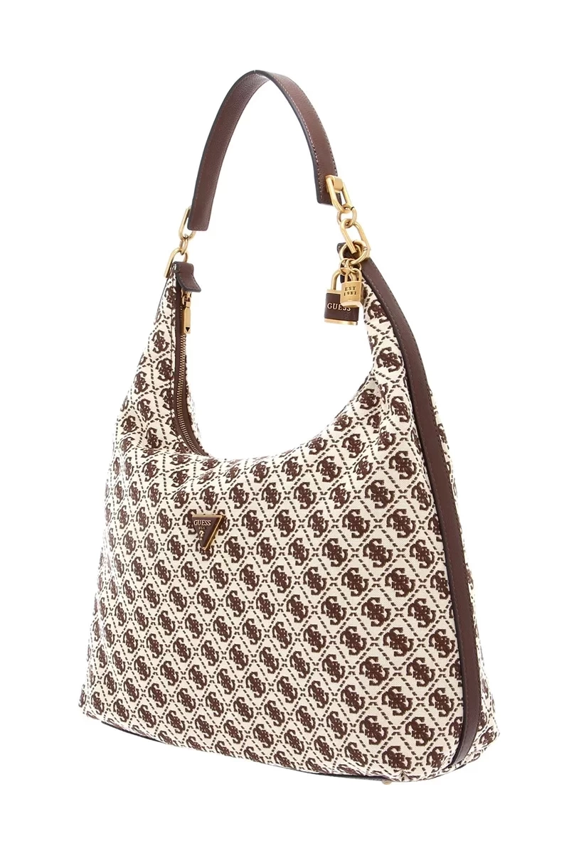 Guess Kahverengi Logolu Shemara Hobo L  Kadın Çanta