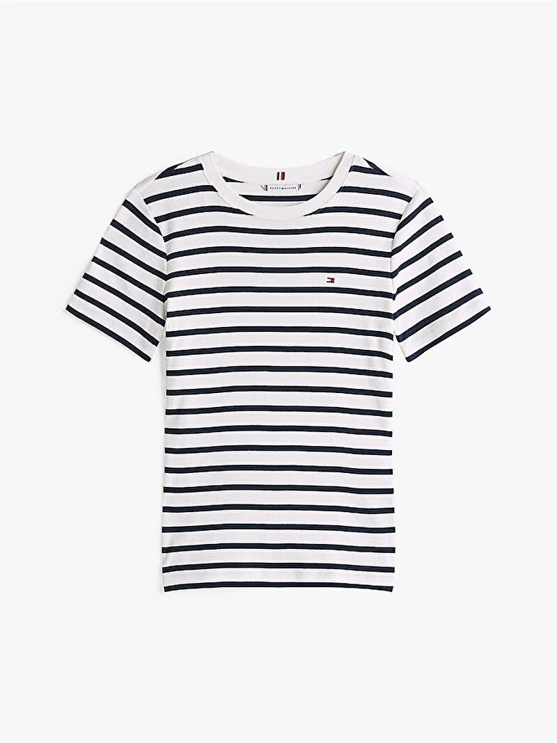 Tommy Hilfiger Kadın Beyaz Slim Fit Kısa Kollu Tişört