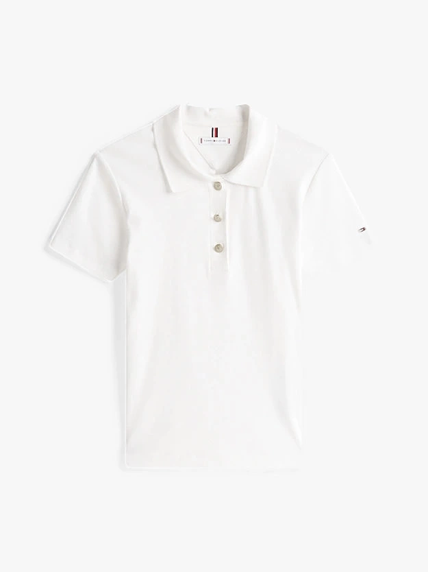 Tommy Hilfiger Kadın Altın Düğmeli Slim Polo Tişört