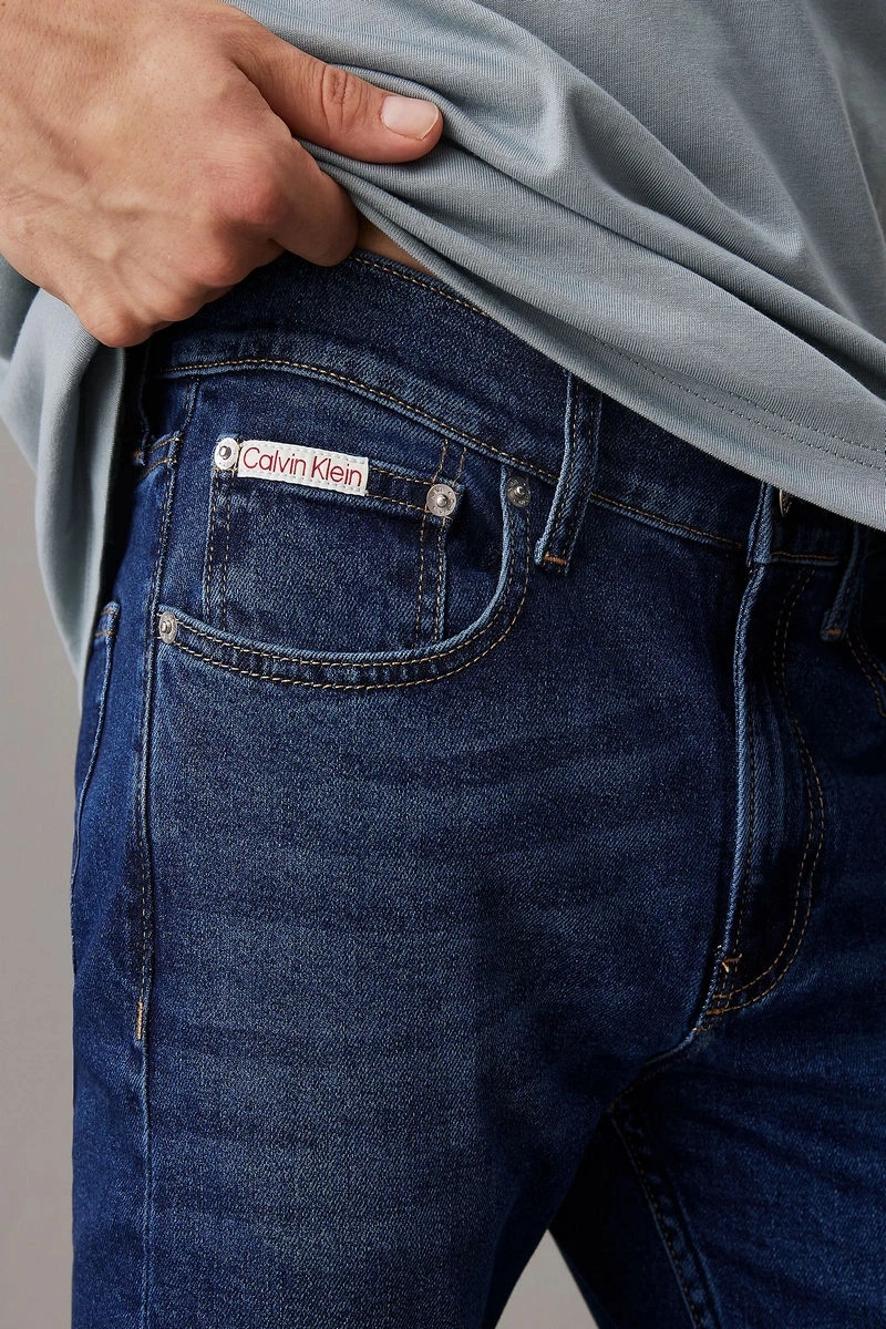 Calvin Klein Erkek Dar Paça Denim Lacivert Kot Pantolon