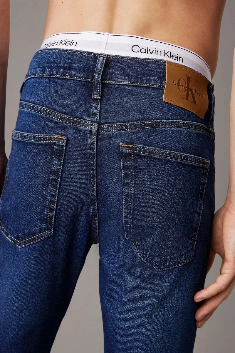 Calvin Klein Erkek Dar Paça Denim Lacivert Kot Pantolon