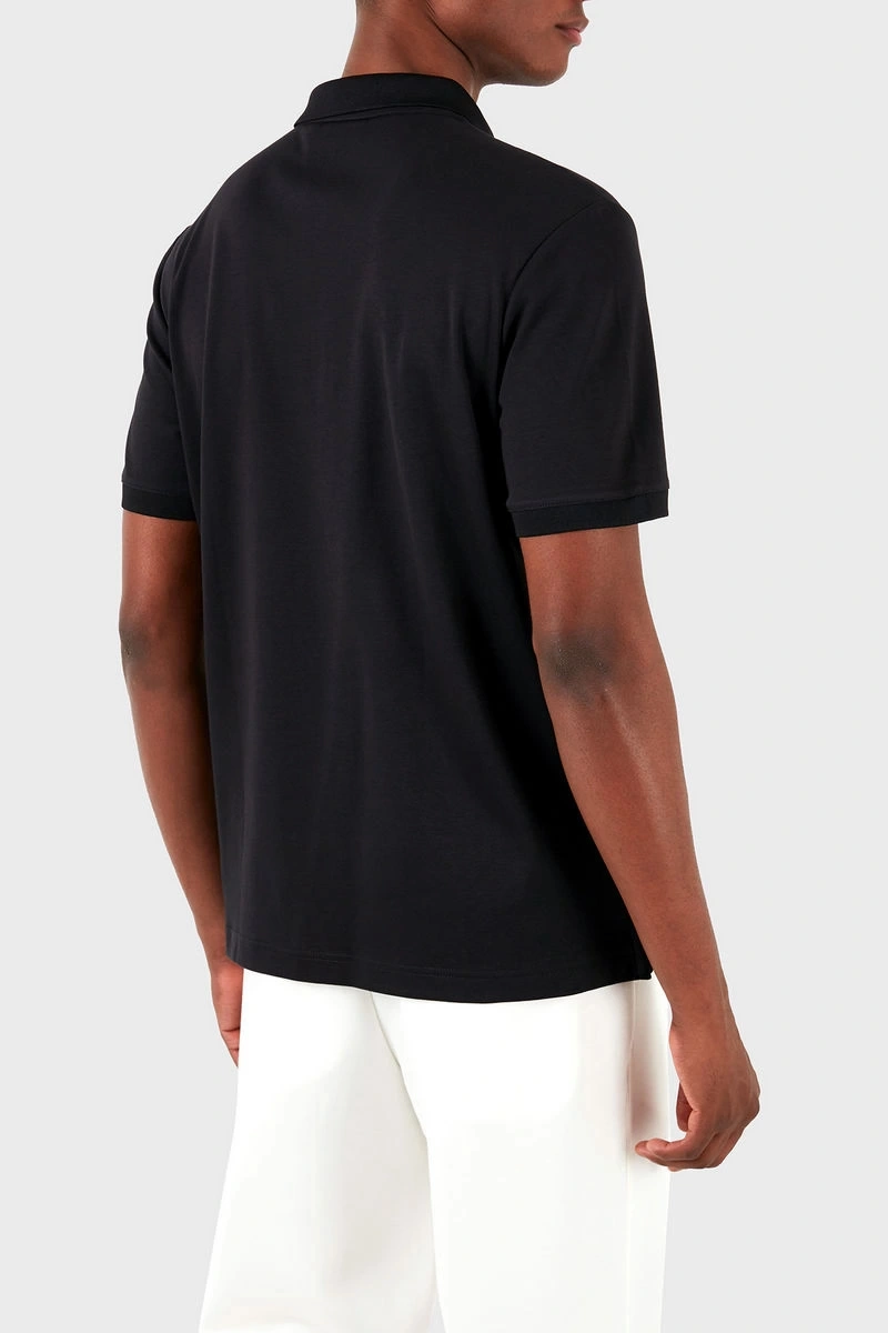 Calvin Klein Erkek Fermuarlı Polo Yaka Siyah T-shirt