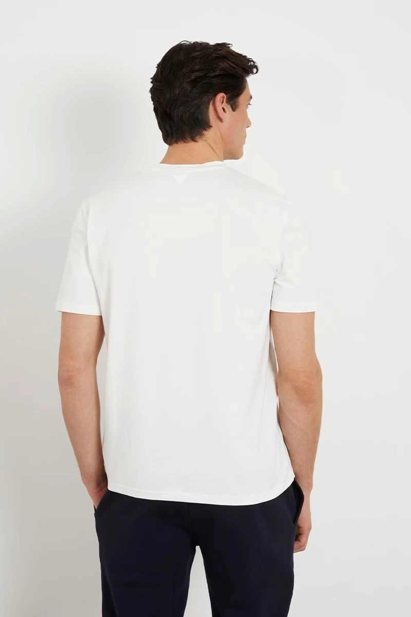 Guess Erkek Alphy Önü Logolu Krem T-Shirt