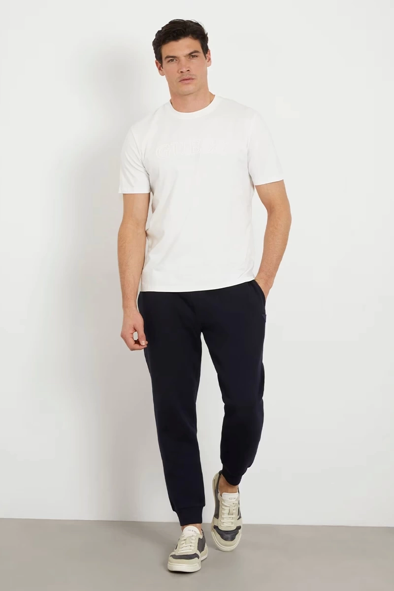 Guess Erkek Alphy Önü Logolu Krem T-Shirt