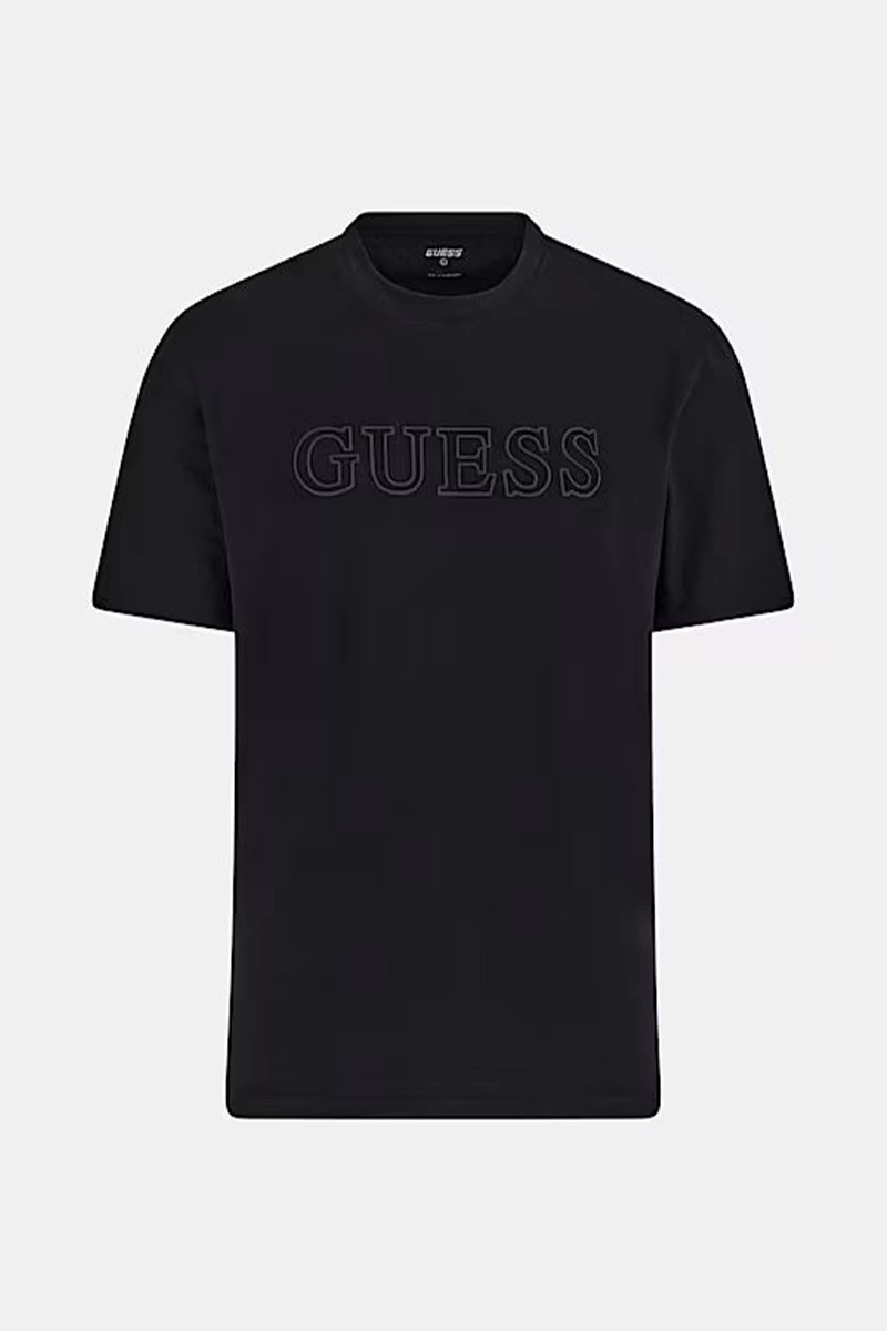Guess Erkek Alphy Önü Logolu Siyah T-Shirt