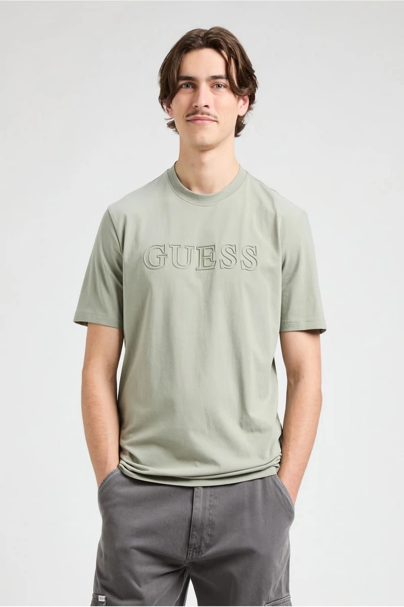 Guess Erkek Alphy Önü Logolu Yeşil T-Shirt