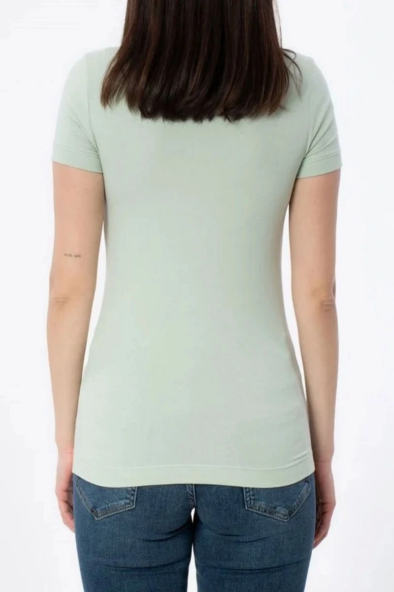 Guess Kadın Mini Üçgen Logolu Yeşil T-Shirt