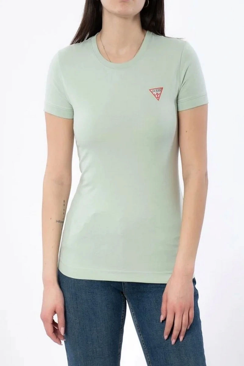 Guess Kadın Mini Üçgen Logolu Yeşil T-Shirt