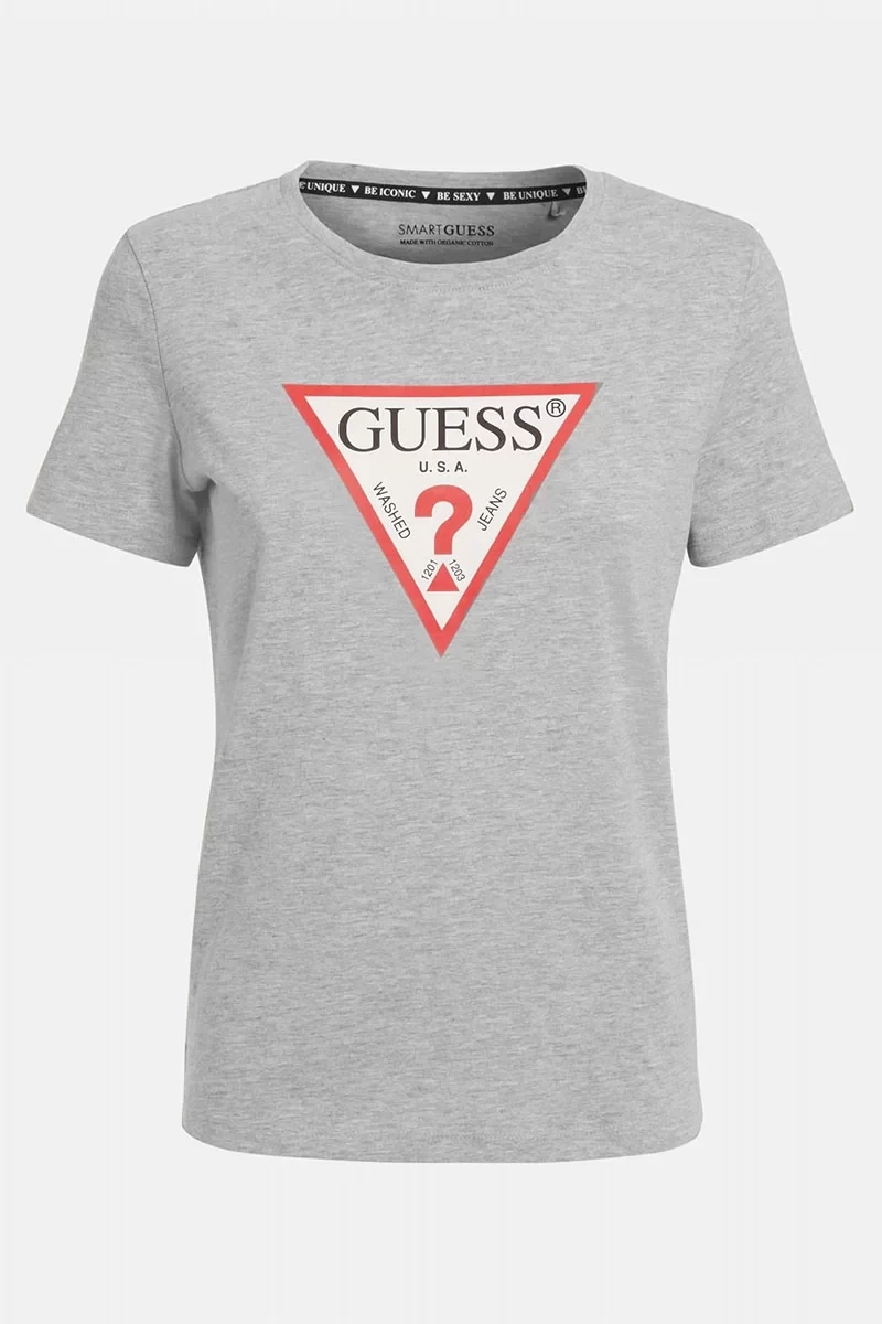 Guess Bisiklet Yaka Gri Kadın T-Shirt