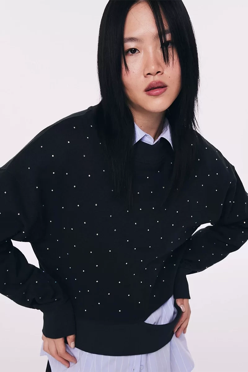 Twist Hotfıx  Baskılı  Cutout Sweatshirt