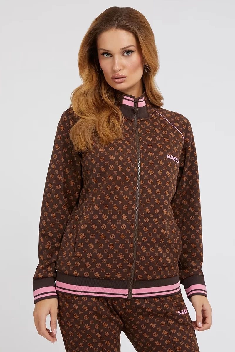 Guess Aggie Logolu Regular Fit Fermuarlı Kadın Sweat