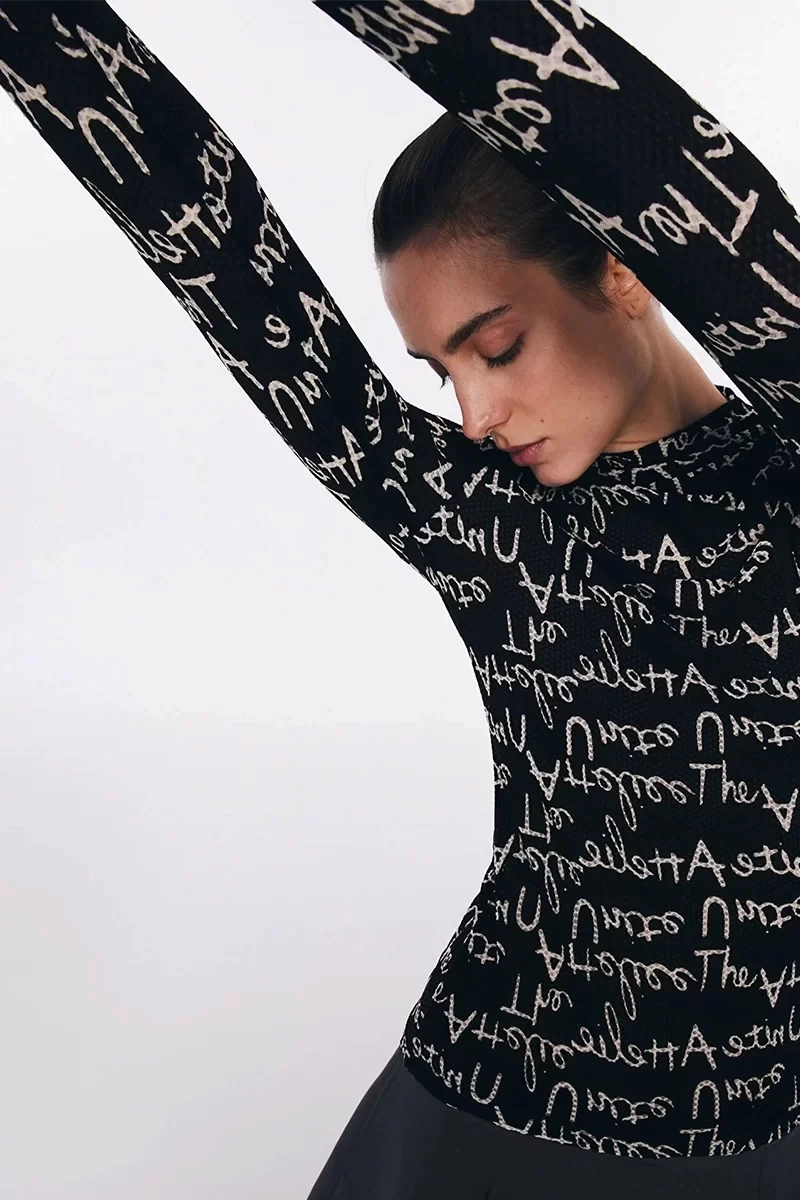 Twist SLOGAN DESEN TRANSPARAN BODY