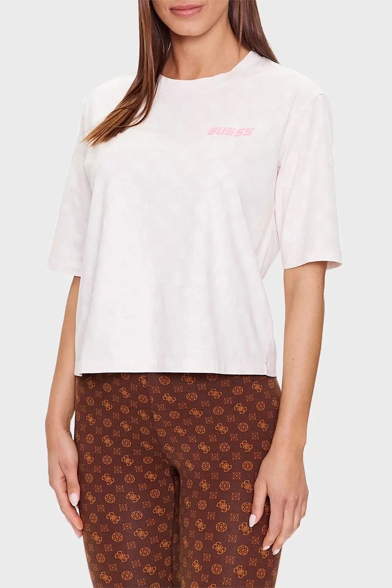 Guess Aletha Pamuklu Regular Fit Bisiklet Yaka Crop T Shirt