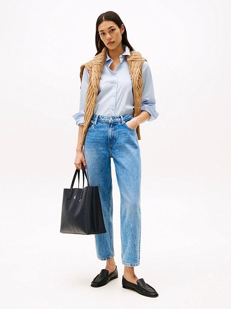 Tommy Hilfiger Kadın Mavi  Orta Bel Dar Paça Bilek Pantolon