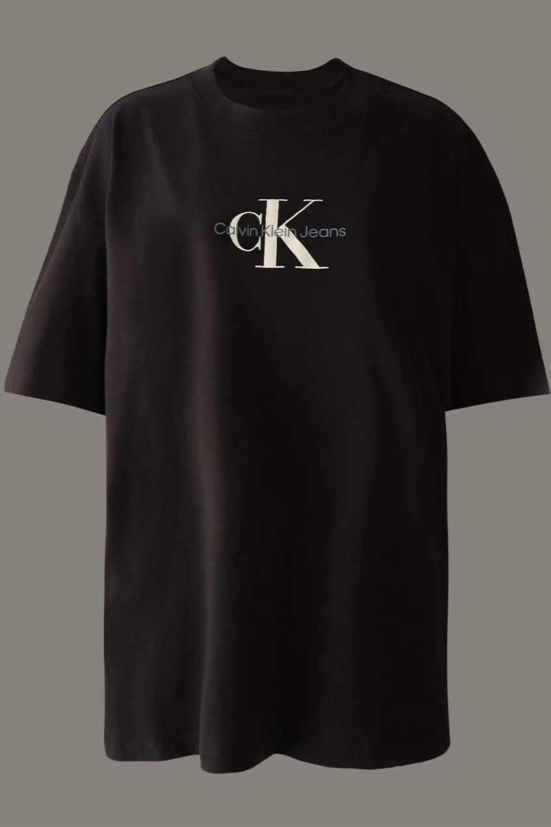 Calvin Klein  Kadın Logolu  Bisiklet Yaka Siyah T-Shirt
