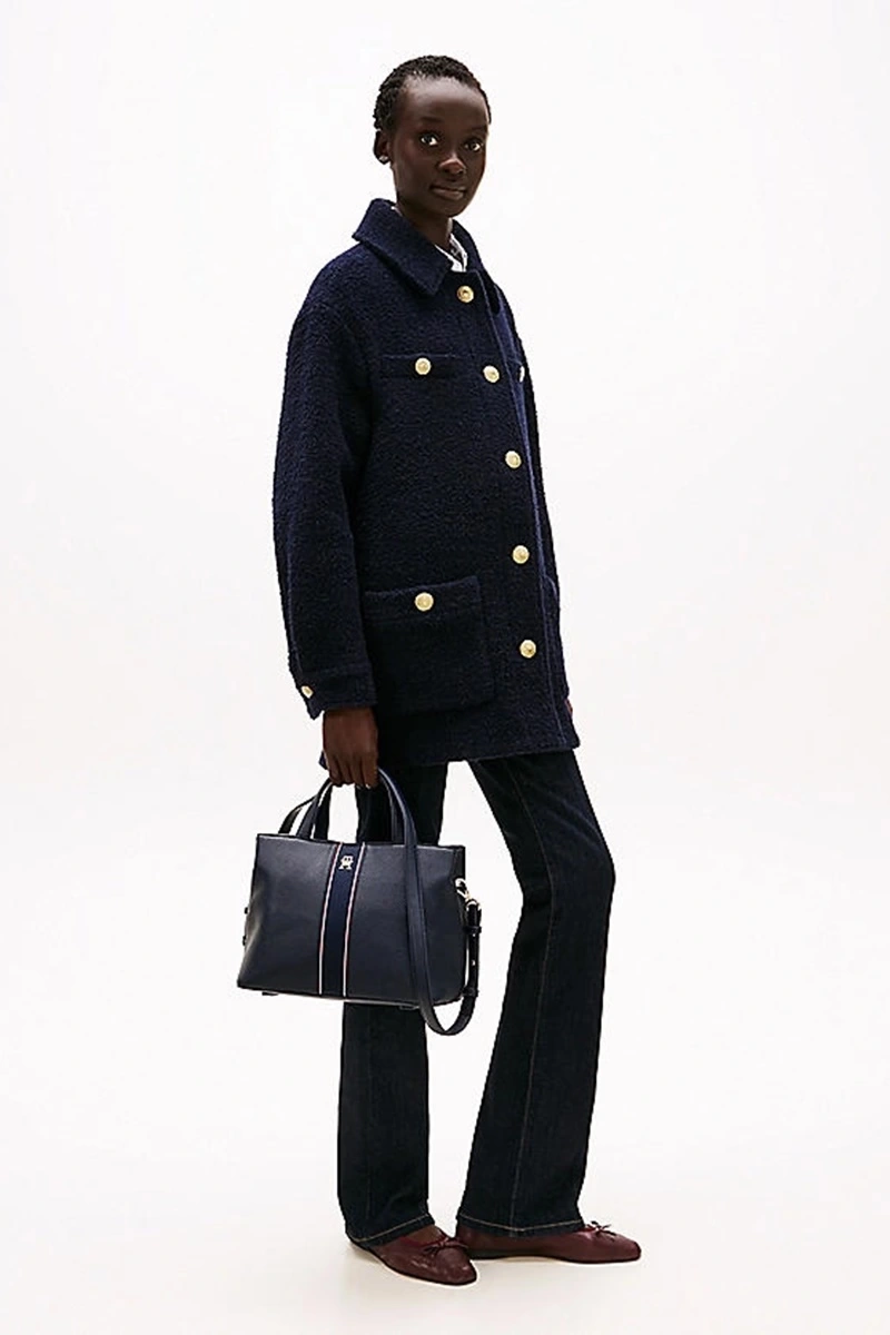 Tommy Hilfiger Monogramlı Kadın Lacivert Omuz Çantası