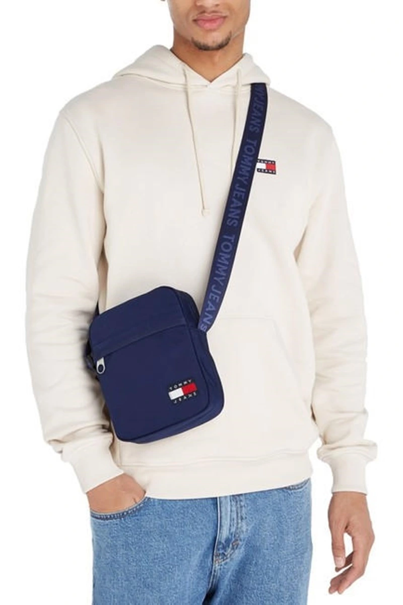 Tommy Hilfiger Erkek Siyah Logolu Askılı  Sırt Çantası