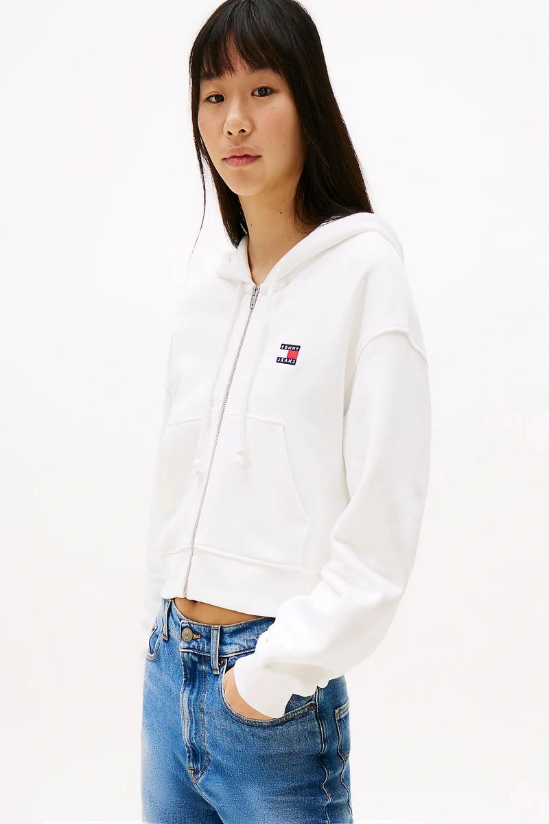 Tommy  Jeans  Kadın Fermuarlı Kapüşonlu Beyaz  Ceket