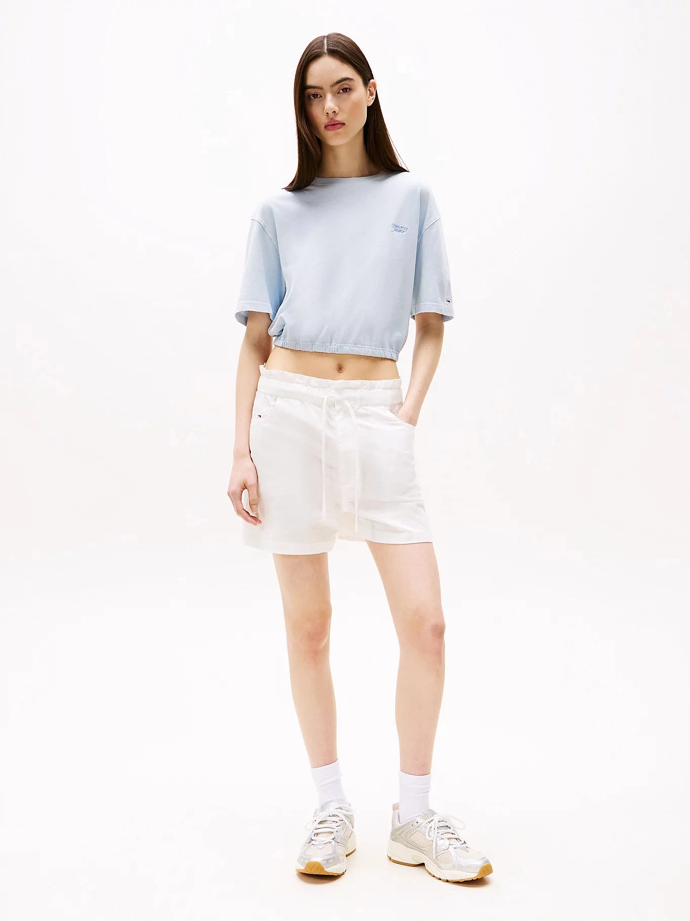 ommy Jeans Kadın Yale Blue Pamuk‑Keten Şort