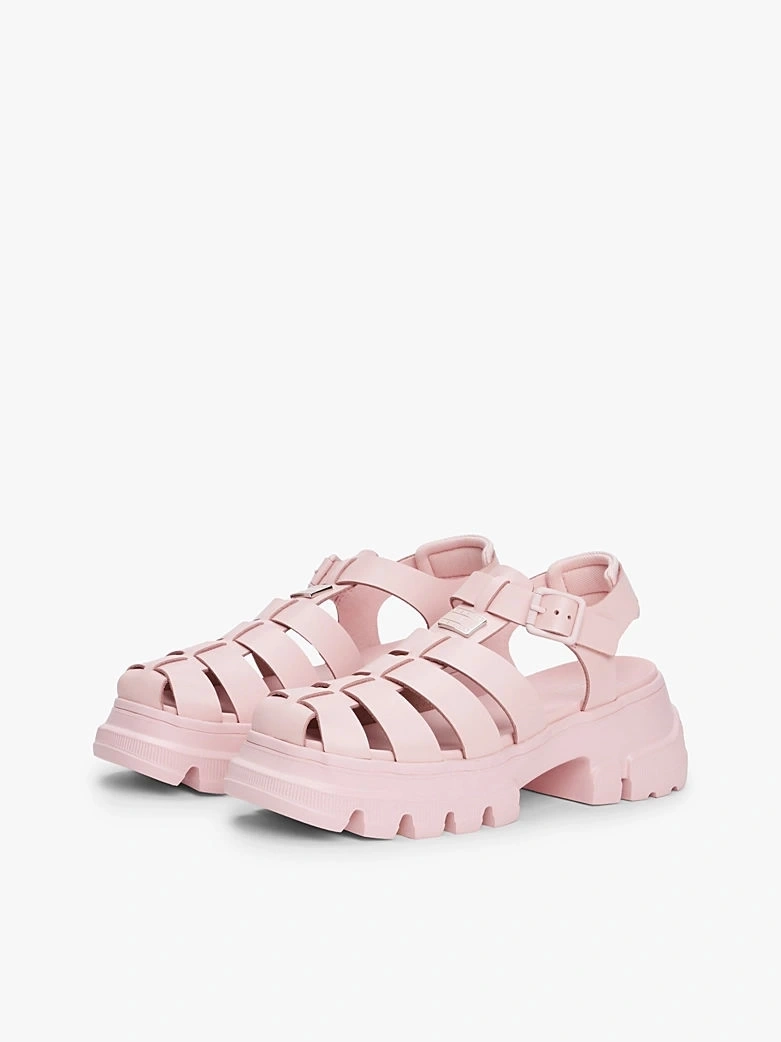 Tommy Hilfiger Kadın Pembe Deri Kalın Taban Balıkçı Sandalet