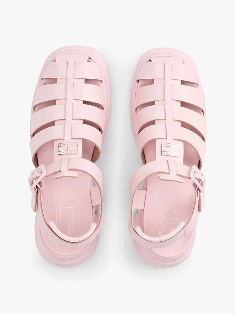 Tommy Hilfiger Kadın Pembe Deri Kalın Taban Balıkçı Sandalet
