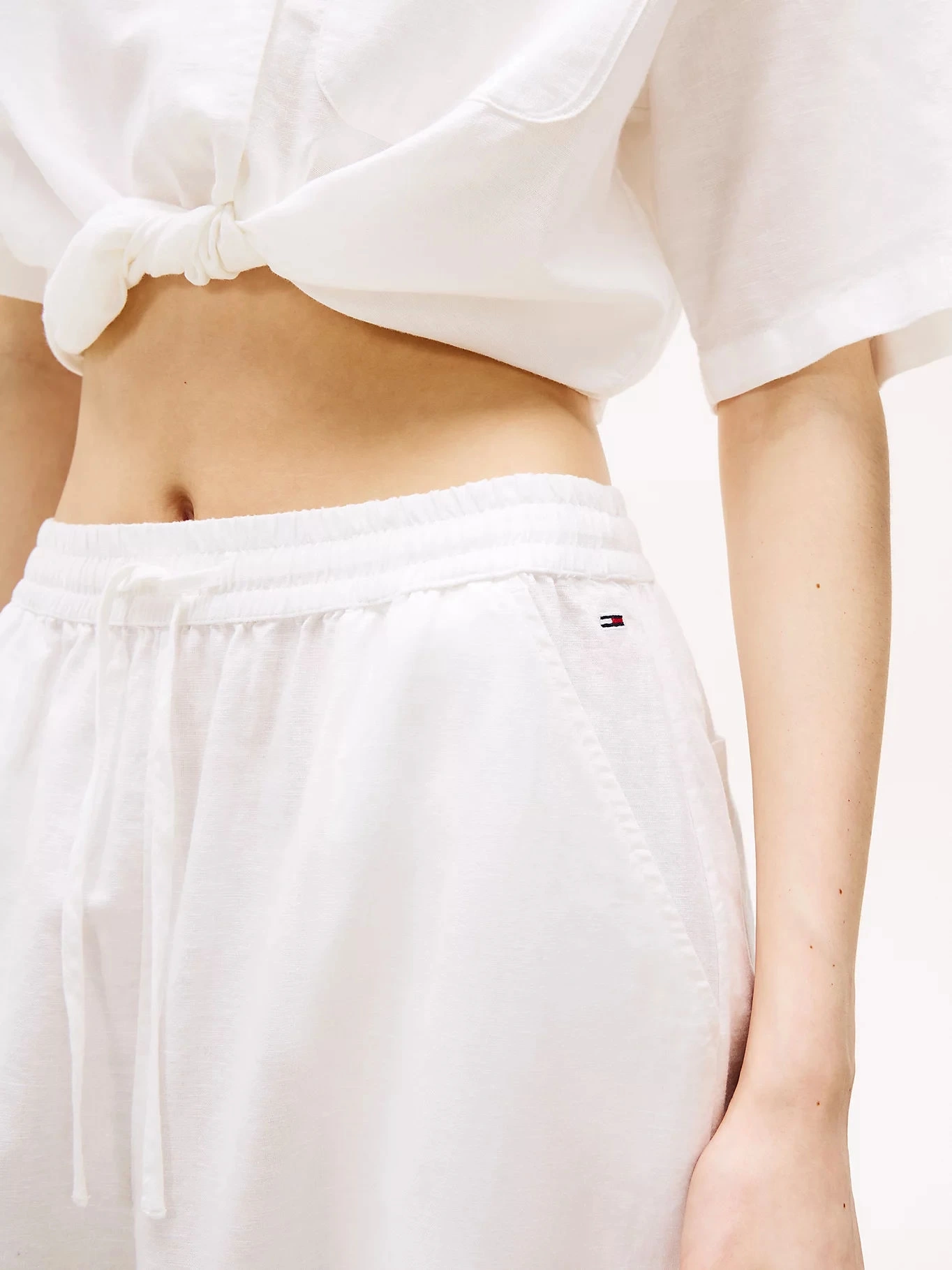 Tommy Jeans Kadın Beyaz Keten Pantolon