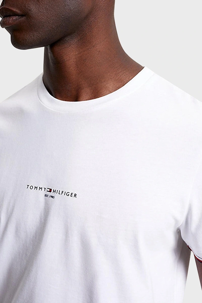 Tommy Hilfiger Bisiklet Yaka Beyaz Erkek T-Shirt