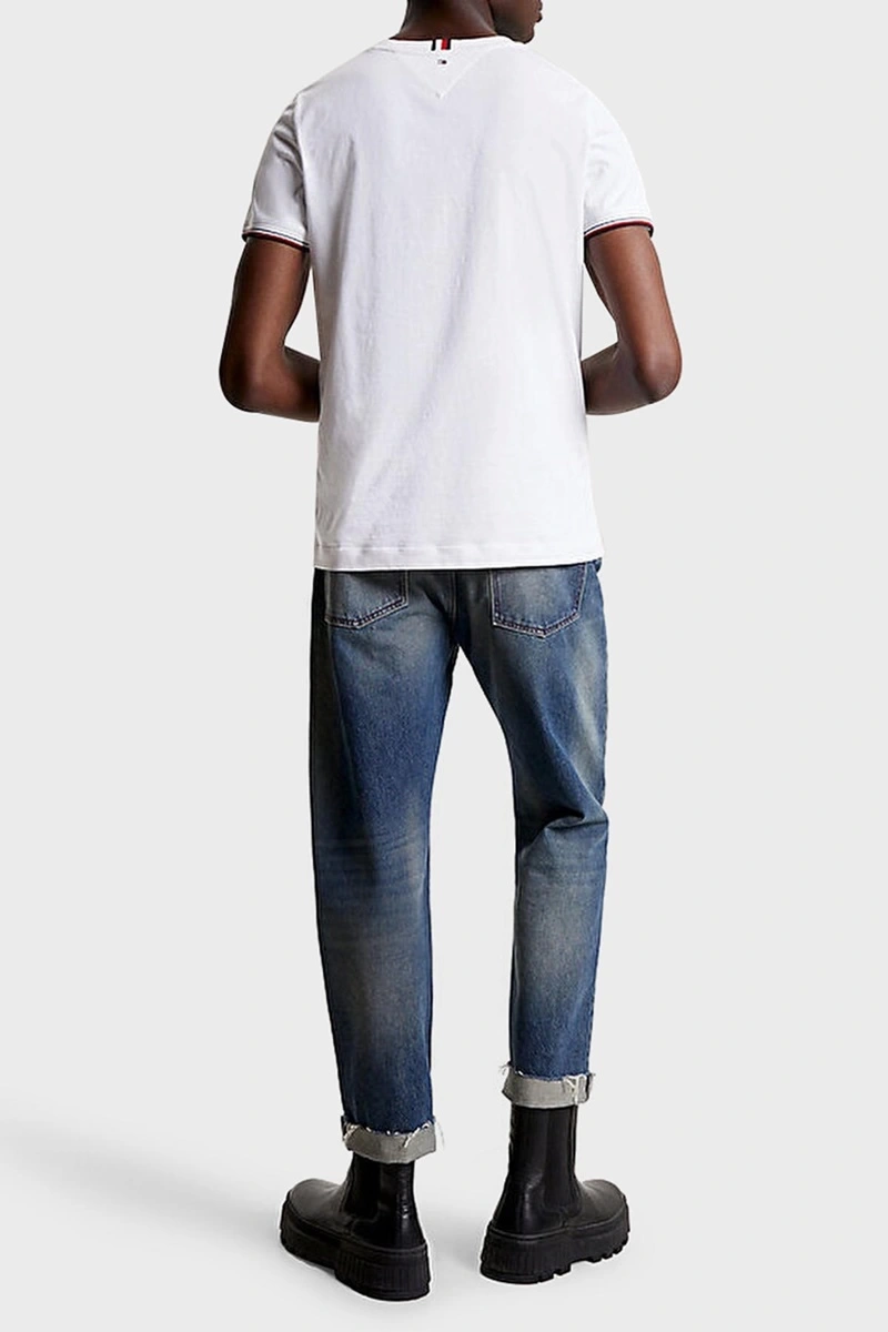 Tommy Hilfiger Bisiklet Yaka Beyaz Erkek T-Shirt