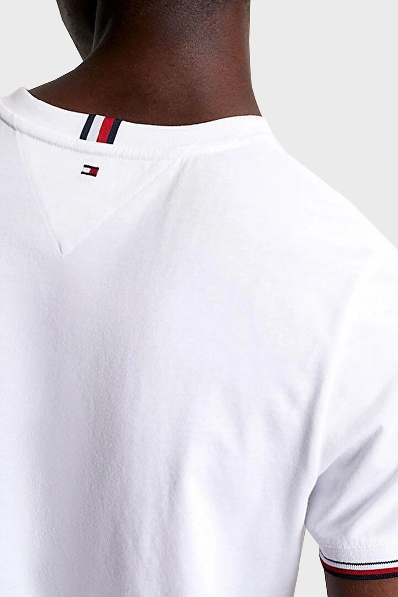 Tommy Hilfiger Bisiklet Yaka Beyaz Erkek T-Shirt