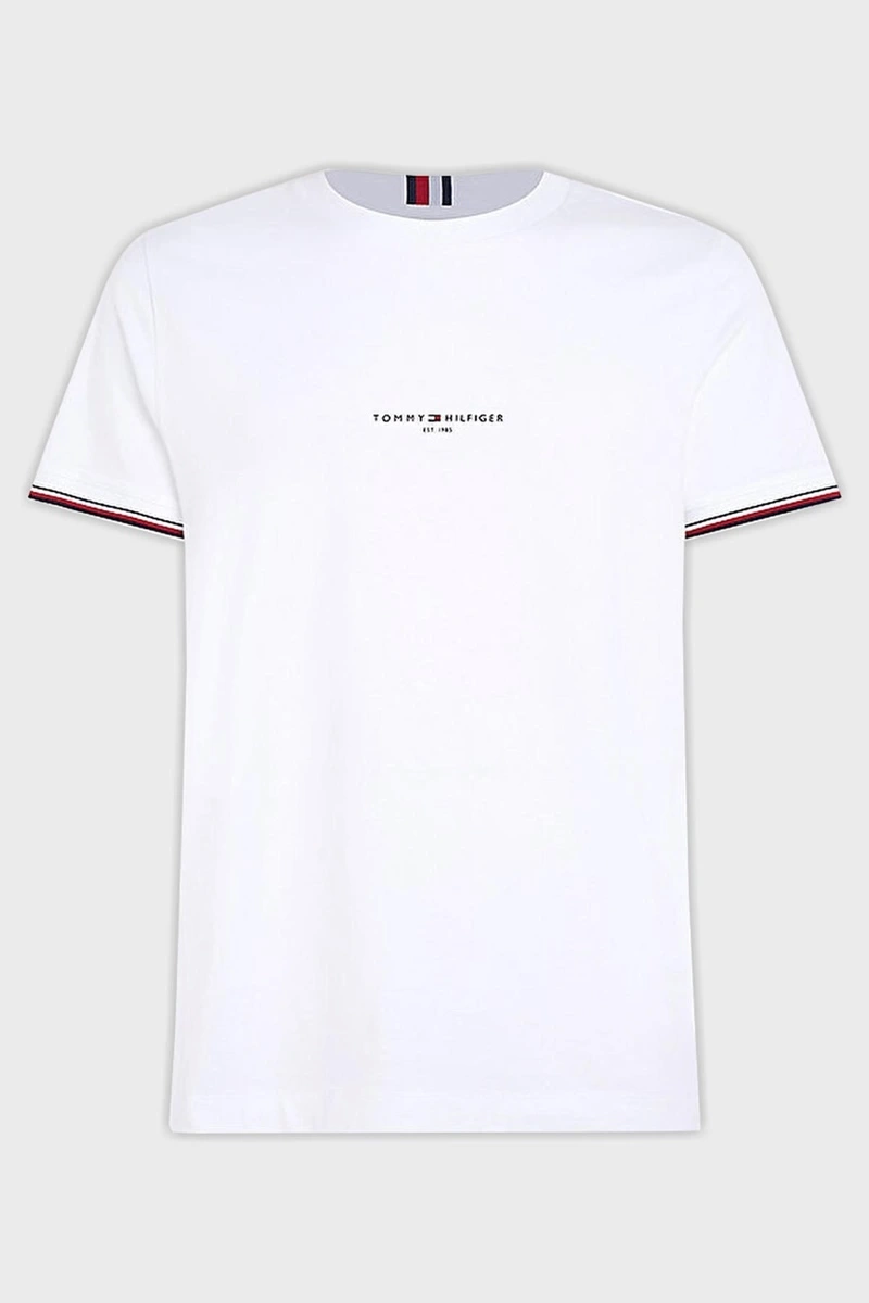 Tommy Hilfiger Bisiklet Yaka Beyaz Erkek T-Shirt